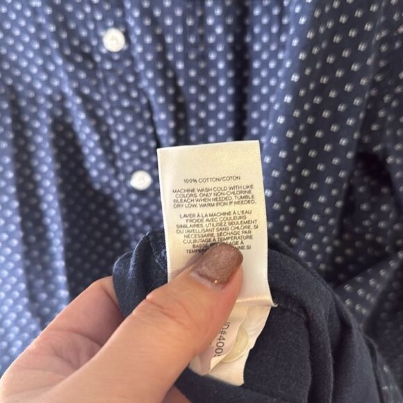 Express- Soft wash navy and white long sleeve button up dress shirt- Size XXL - Picture 5 of 6